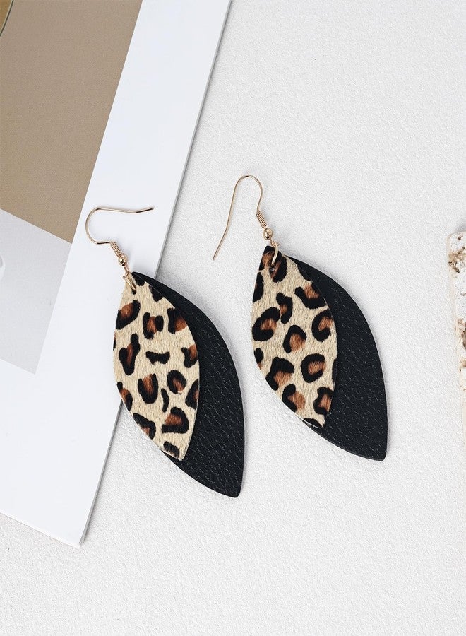Clofiak 4 PCS Leopard Print Earrings, Faux Leather Cheetah Earrings, Lightweight PU Animal Print Earring Jewelry for Women Weddings, Parties, Ceremonies, Banquets, Gifts - Image 4